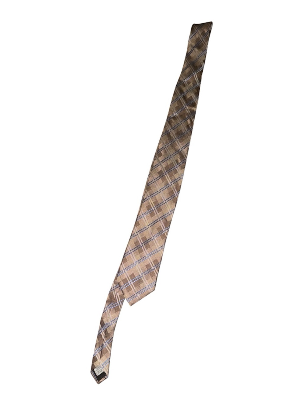 Geoffrey Beene Brown Plaid Silk Tie
